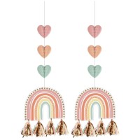 2 decorazioni pendenti Tassel Boho Rainbow