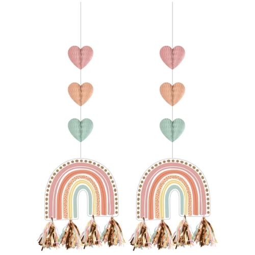 2 decorazioni pendenti Tassel Boho Rainbow 