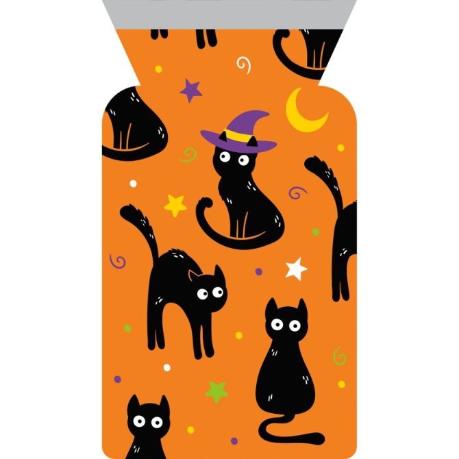 12 Tasche con cerniera Gatto di Halloween 