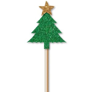 12 Cupcake Topper albero di Natale verde glitterato