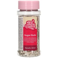 FunCakes Metallic Sugar Rods XL Argentoo - 70g