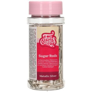 FunCakes Metallic Sugar Rods XL Argentoo - 70g