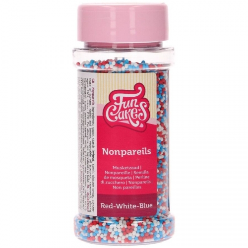 FunCakes Perline di Zucchero Blu-Bianco-Rosso - 80 g 