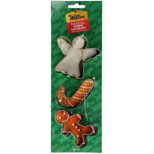 Set di 3 formine per biscotti a forma di omino di pan di zenzero, bastoncino di zucchero e angelo - Wilton