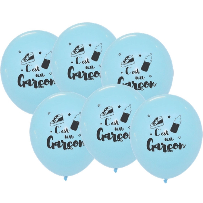 6 Palloncini Blu -  maschio 30 cm 