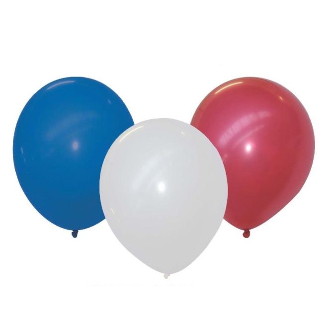 25 Palloncini - Blu,  Bianco,  Rosso  30 cm 