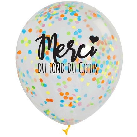 3 Palloncini a coriandoli multicolore - Merci du Fond du Coeur 