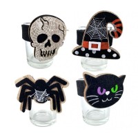 4 portacandele decorativi in vetro per Halloween - Anello in feltro