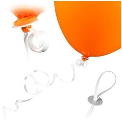 12 chiusure per palloncini con nastro bianco. n°1