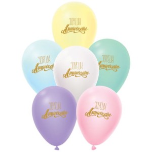 6 palloncini di buon compleanno - pastello