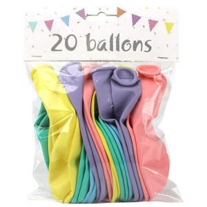 Confezione da 20 palloncini pastello -  25 cm
