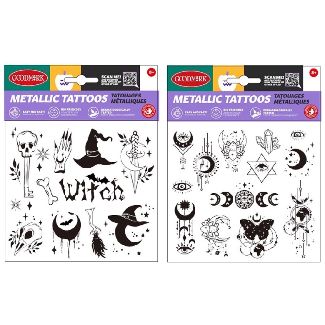 Assortimento di tatuaggi effetto metallo 