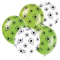 5 Palloni da calcio bianchi/verdi -  30 cm
