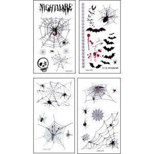 4 mini fogli di tatuaggi di Halloween: divertenti e spaventosi!