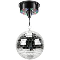Sfera a specchio rotante con motore e 18 LED - 12 cm