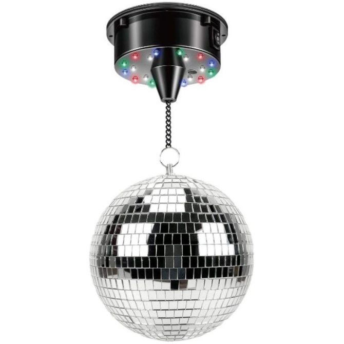 Sfera a specchio rotante con motore e 18 LED - 12 cm 