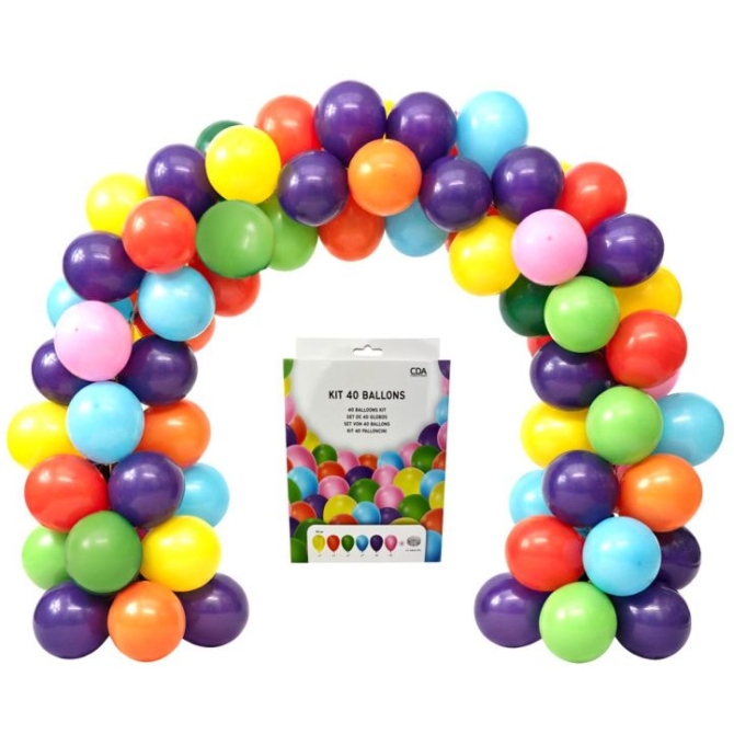 Kit per arco di palloncini multicolore - 40 palloncini 