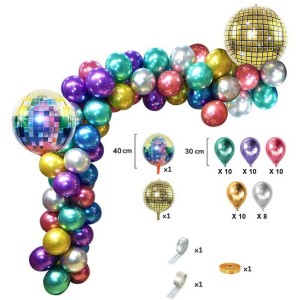 Kit arco di palloncini metallizzato da discoteca - 40 palloncini