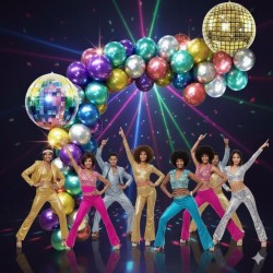 Kit arco di palloncini metallizzato da discoteca - 40 palloncini. n�1