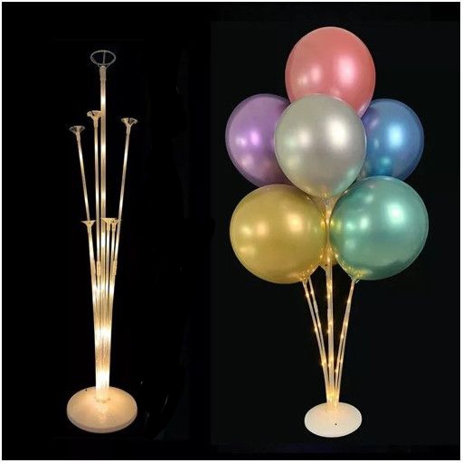 Supporto per palloncini a LED bianco caldo per 7 palloncini - 72 cm 
