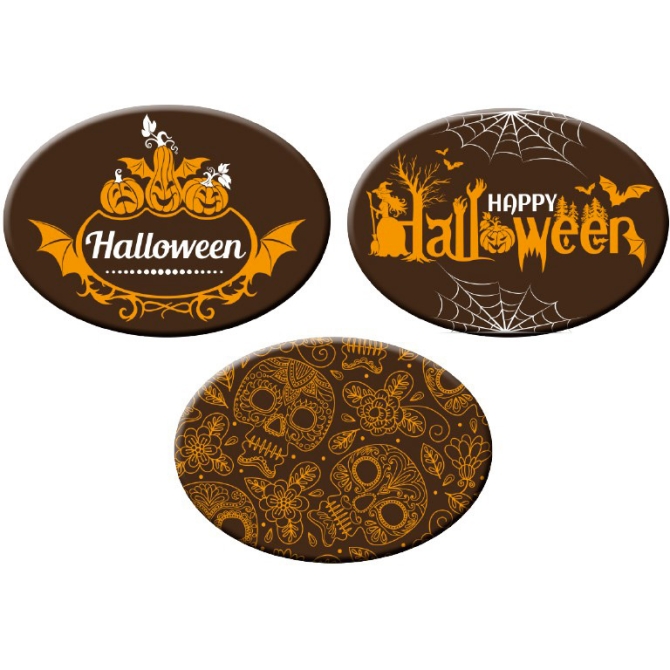 3 Decorazioni ovali di cioccolato Halloween Fun (5 cm) 
