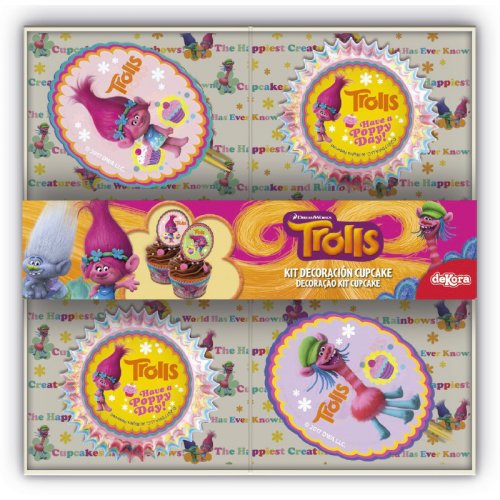 Kit 48  Pirottini  +  24 decorazioni per cupcakes Troll 