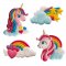2 Decorazioni in pasta di zucchero (7 cm) - Unicorno + arcobaleno images:#2