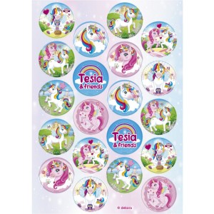 20 Mini Dischi Unicorno Tesia - Commestibile - senza E171