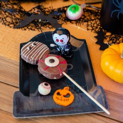Decorazione di Halloween 2D (9 cm)  +  2 Zucche ( 4 cm) - Zucchero. n1