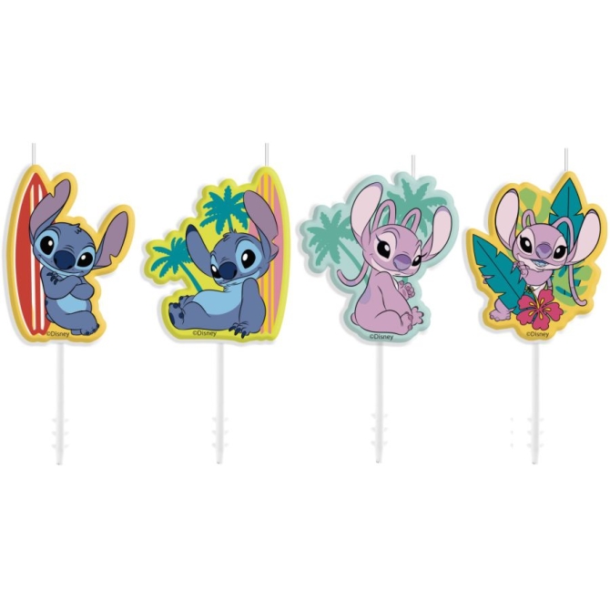 4 candele di compleanno 2D di Stitch 