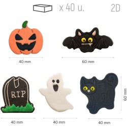 5 figure di Halloween 2D di zucchero. n1