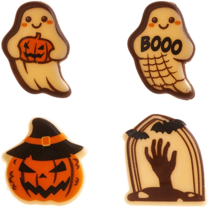 4 assortimenti di Halloween Fantasmi  /  Tomba  /  Zucca - Cioccolato