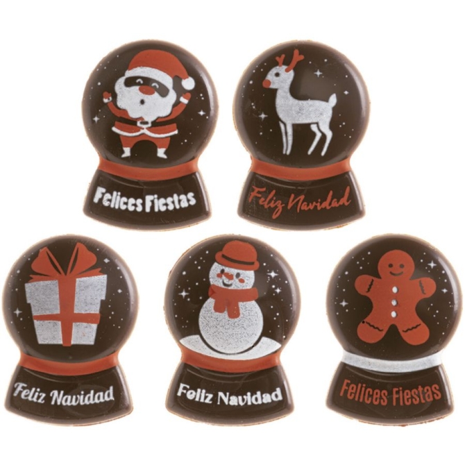 5 Boules  Neige Fliz Navidad  Chocolat Noir 