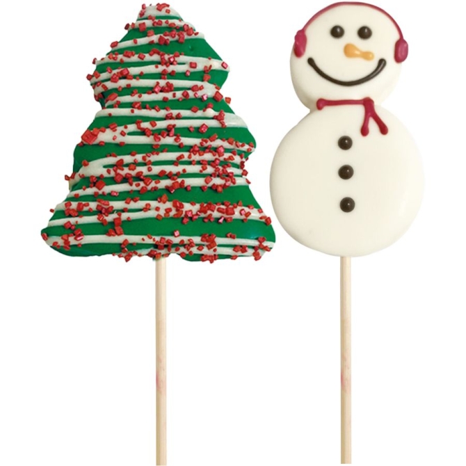 2 lecca lecca di marshmallow - albero di Natale e pupazzo di neve