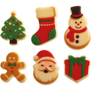 6 decorazioni natalizie - 3,5 cm - cioccolato bianco