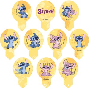 20 decorazioni per cupcake a forma di Stitch e angelo in carta di riso