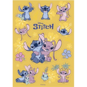 12 adesivi commestibili a forma di Stitch e angelo