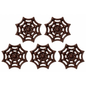 5 decorazioni di Halloween a forma di ragnatela in cioccolato fondente