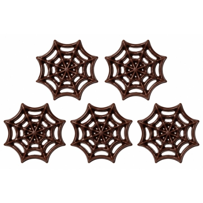 5 decorazioni di Halloween a forma di ragnatela in cioccolato fondente 