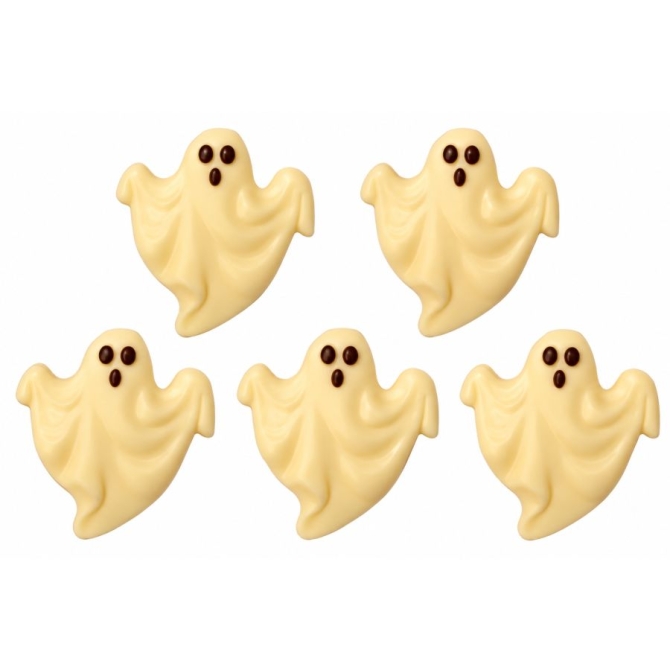 5 decorazioni di Halloween a forma di fantasma in cioccolato bianco 