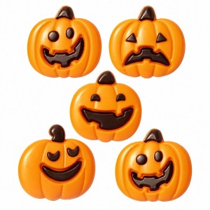 5 decorazioni di Halloween a forma di zucca realizzate in cioccolato