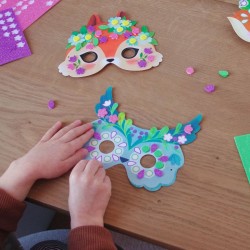 4 maschere fai da te con mosaico di animali del bosco. n�3