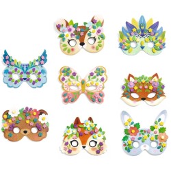 4 maschere fai da te con mosaico di animali del bosco. n�4