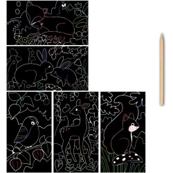 Scratch Art - 10 Lavagne da graffio Animali del bosco - Artissimo. n1