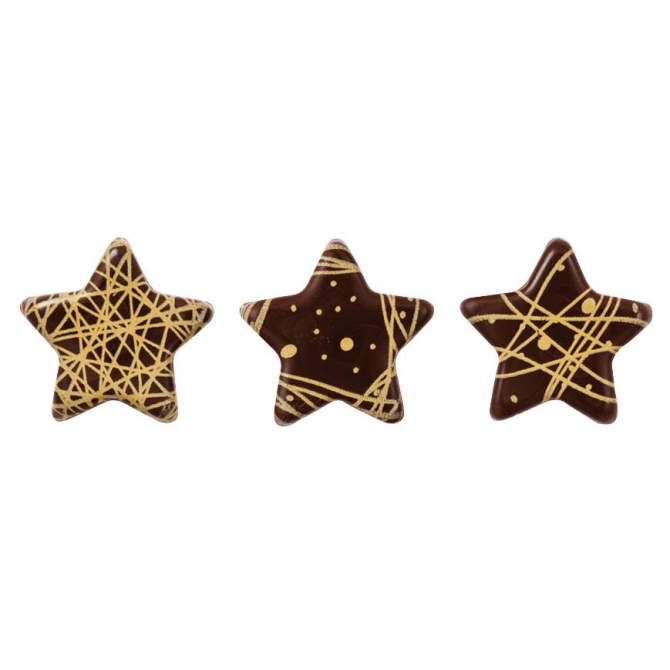 3 Mini stelle oro - Cioccolato fondente 