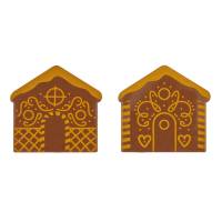 2 Tronchetti chalet del mercatino di Natale (8 cm) - Cioccolato al latte