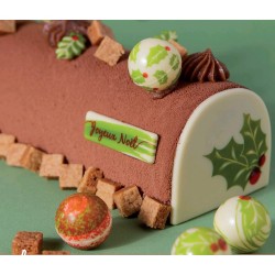4 Sfere 3D Foglie di Agrifoglio (2, 8 cm) - Cioccolato Bianco. n°1