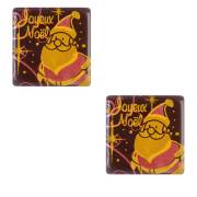 2 Quadrati Babbo Natale (3 cm) - Cioccolato