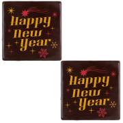 2 Quadrati Happy New Year (5 cm) - Cioccolato fondente