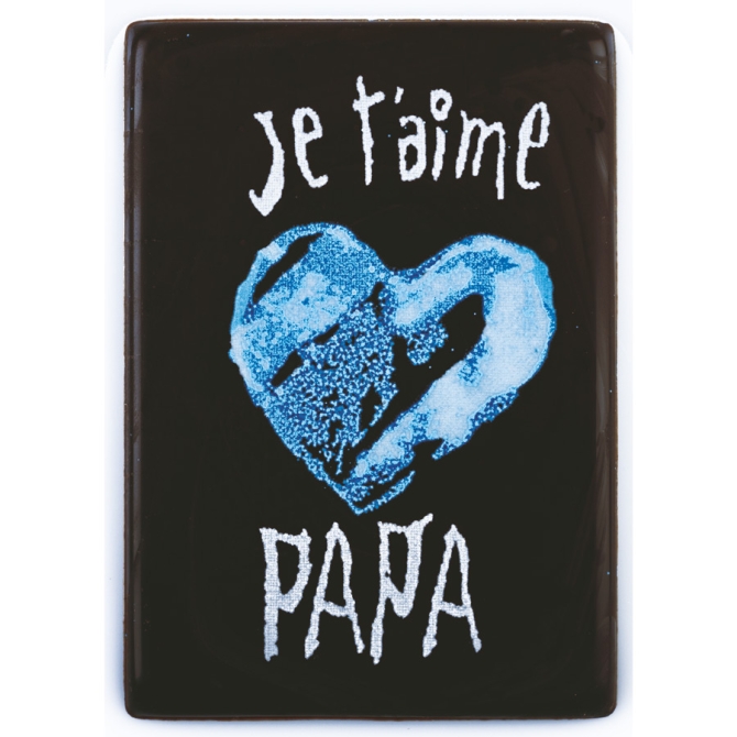 1 Placchetta Je t'aime Papa Cuore Blu ( 6, 1 cm) - Cioccolato 